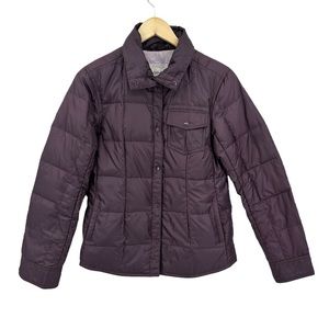 EDDIE BAUER Down Coat Snap Up Goose Filled Puffer Purple